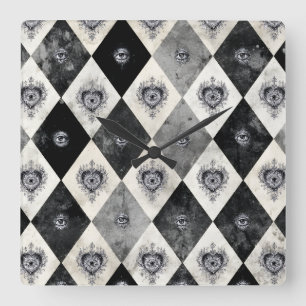 Harlekin mit All-Seeings Eyes Wanduhr
