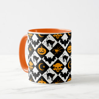 Harlekin Schwarz-Weiß-Diamantmuster Tasse