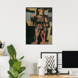 Harlekin von Juan Gris, Vintage Cubism Kunst Poster