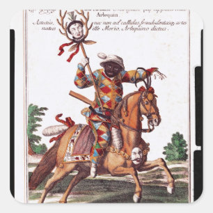 Harlekin zu Pferd Quadratischer Aufkleber