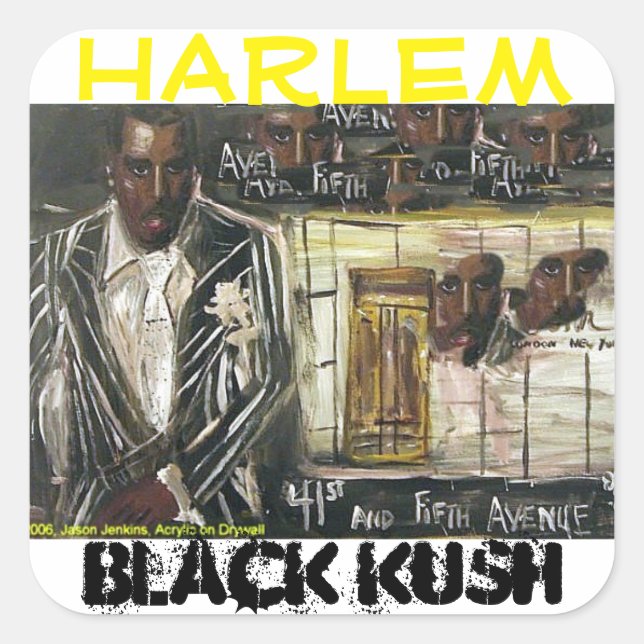 HARLEM BLACK KUSH QUADRATISCHER AUFKLEBER (Vorderseite)