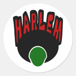 Harlem-Graffiti mit Gesicht u. großem Afro, 3 Runder Aufkleber