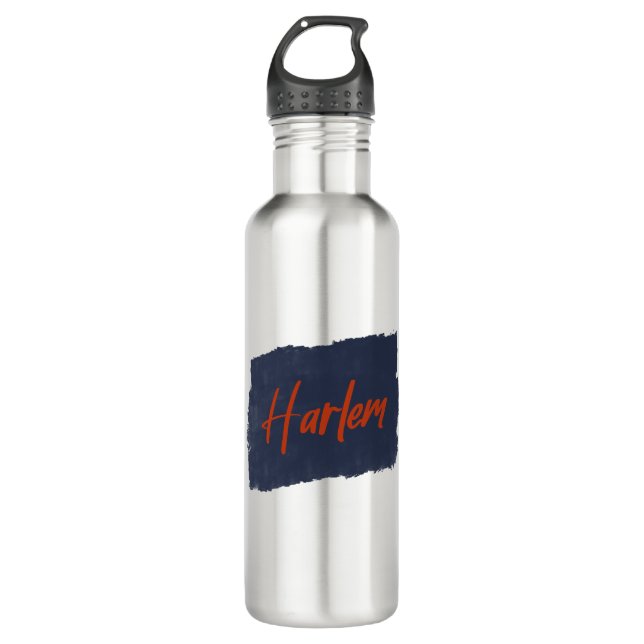 Harlem Handgeschriebene Red Typografie Edelstahlflasche (Vorderseite)