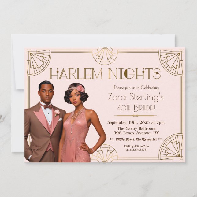 Harlem Nights African American Birthday Einladung (Vorderseite)