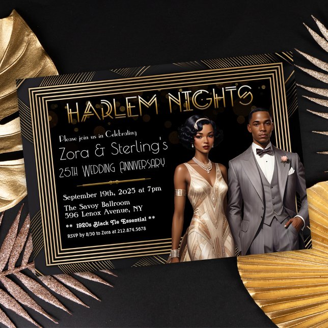 Harlem Nights Afroamerikanischer Hochzeitstag Einladung (Von Creator hochgeladen)