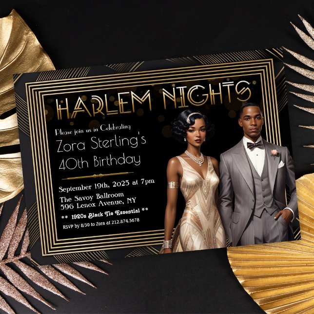 Harlem Nights Art Deco African American Birthday Einladung (Von Creator hochgeladen)
