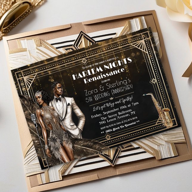 Harlem Nights Gatsby-Amerikaner der 1920er Jahre Einladung (Von Creator hochgeladen)