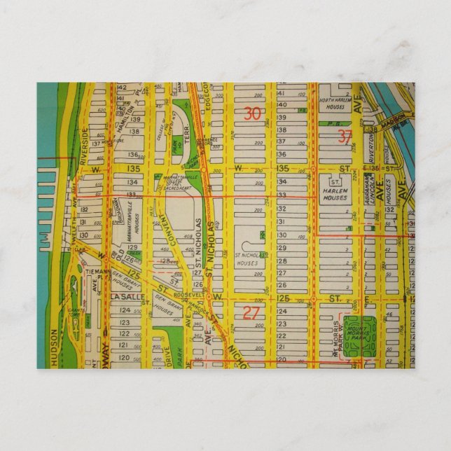 Harlem, NY Carte Vintage (Devant)