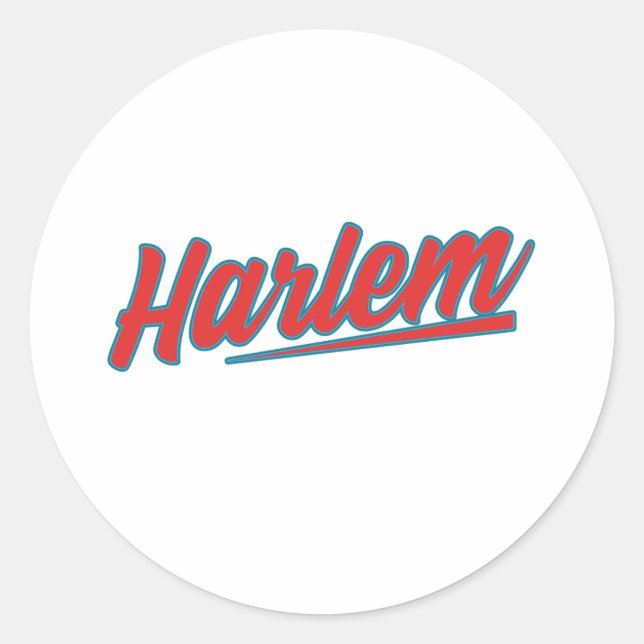 Harlem Red Typografie Runder Aufkleber (Vorderseite)