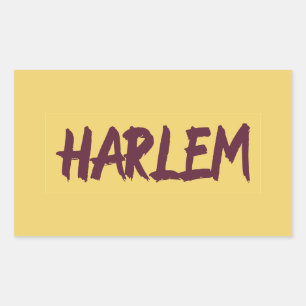 Harlem Text Base Design auf gelbem Hintergrund Rechteckiger Aufkleber