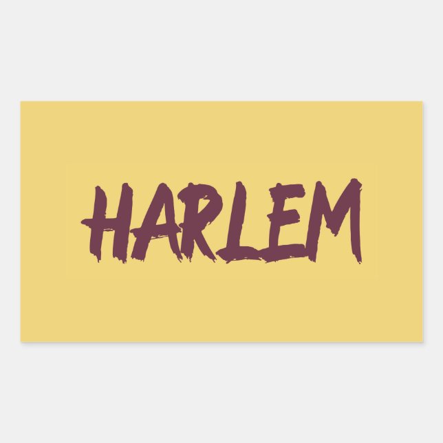Harlem Text Base Design auf gelbem Hintergrund Rechteckiger Aufkleber (Vorderseite)