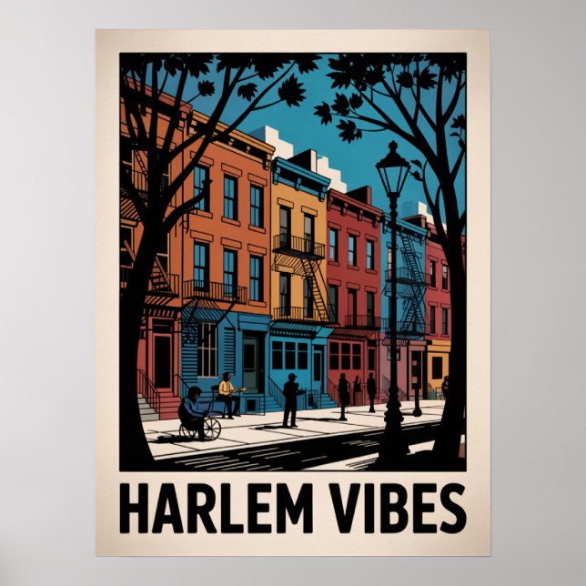 Harlem Vibes Farbige Brownstone-Kunst Poster (Vorne)