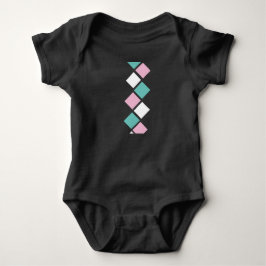 Harlequin Baby Bodysuit (schwarz, Aqua & Pink) Baby Strampler