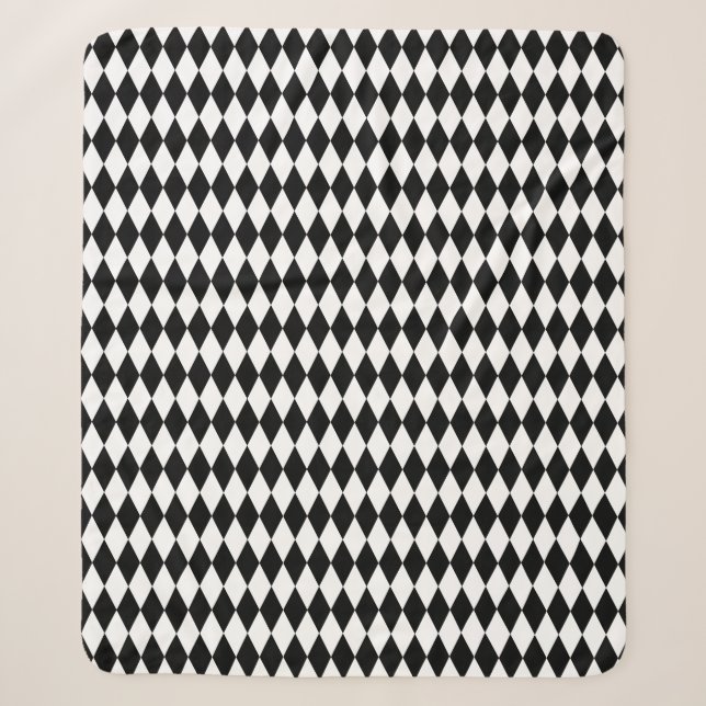 Harlequin Black and White Diamond Pattern Sherpadecke (Vorderseite)