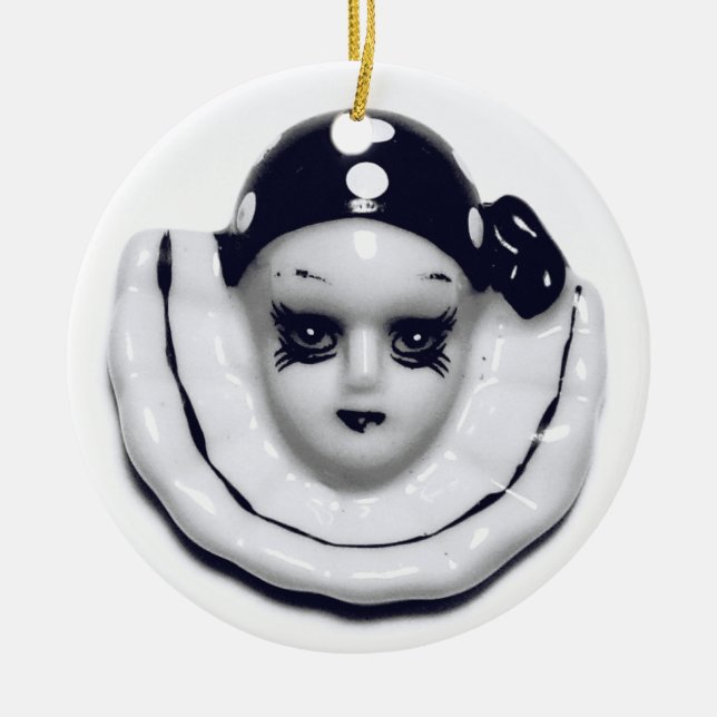 Harlequin Black and White Keramik Ornament (Vorne)