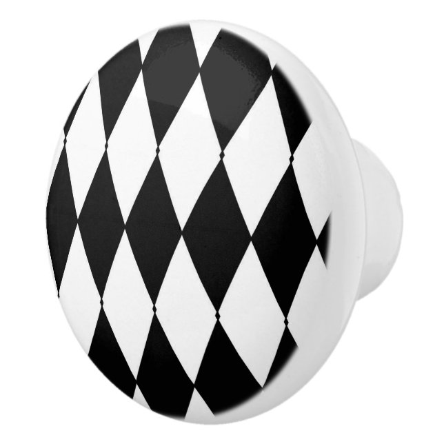Harlequin Black & White Stripe Keramik Knochen Keramikknauf (Rechts)