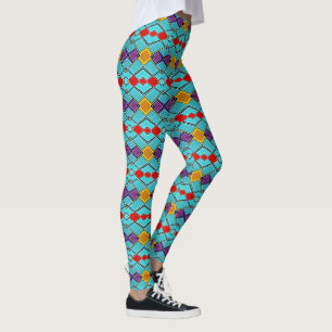 Harlequin blau, rot, gelb - geometrische Brillen Leggings