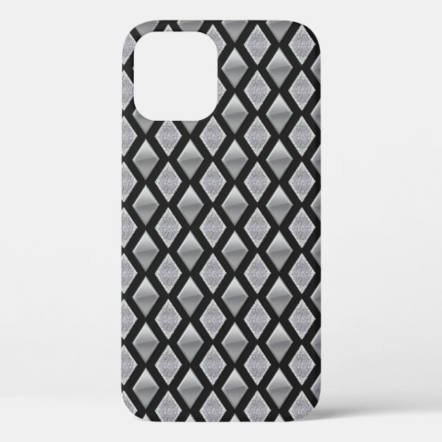 Harlequin Brushed Steel Glitzer Combo Print Case-Mate iPhone Hülle (Rückseite)