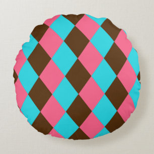 Harlequin Chocolate Pastels ROUND THROW PILLOW Rundes Kissen