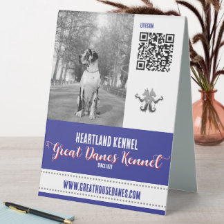 Harlequin Deutsche Doggen Zucht QR Code Werbeartik Tischaufsteller
