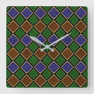 Harlequin-Diamantgitter: Texturierte Harmonie Quadratische Wanduhr