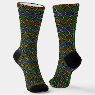 Harlequin-Diamantgitter: Texturierte Harmonie Socken