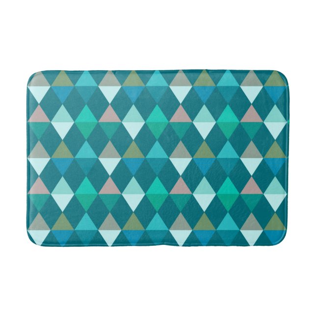 Harlequin/Diamantmuster - Aquamarin und Aqua Badematte (Vorderseite)