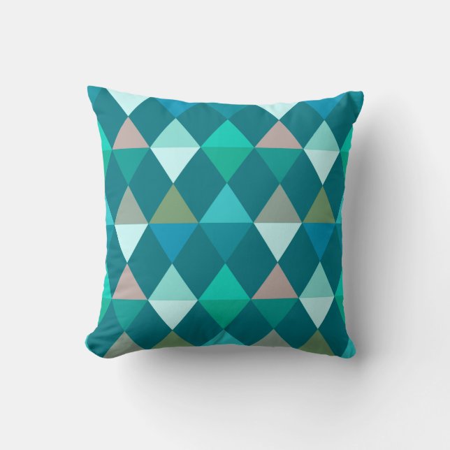 Harlequin/Diamantmuster - Aquamarin und Aqua Kissen (Vorderseite)