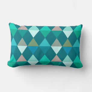 Harlequin/Diamantmuster - Aquamarin und Aqua Lendenkissen