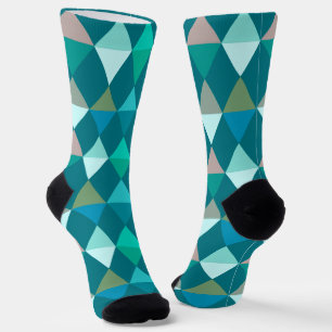 Harlequin/Diamantmuster - Aquamarin und Aqua Socken