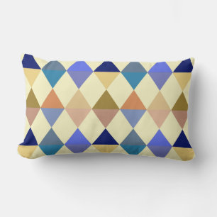 Harlequin/Diamantmuster - Creme und Blau Lendenkissen