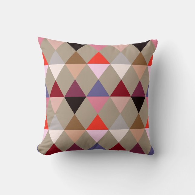 Harlequin / Diamantmuster - Taupe multi Kissen (Vorderseite)