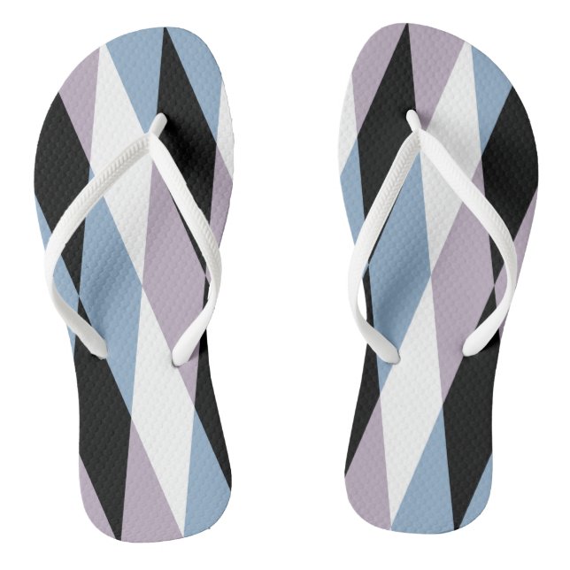 Harlequin Diamond Pattern - Blau und Dusty Lilac Flip Flops (Fußbett)
