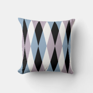 Harlequin Diamond Pattern - Blau und Dusty Lilac Kissen