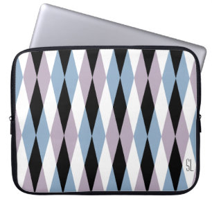 Harlequin Diamond Pattern - Blau und Dusty Lilac Laptopschutzhülle