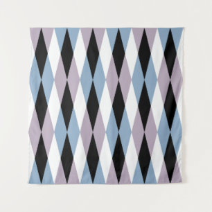 Harlequin Diamond Pattern - Blau und Dusty Lilac Wandteppich