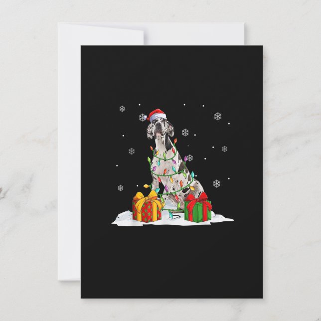 Harlequin Great Dane Christmas Tree Lights Xmas Pa Einladung (Vorderseite)