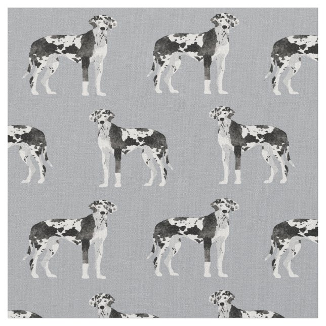 Harlequin Great Dane Hund grau Stoff (Nahaufnahme)