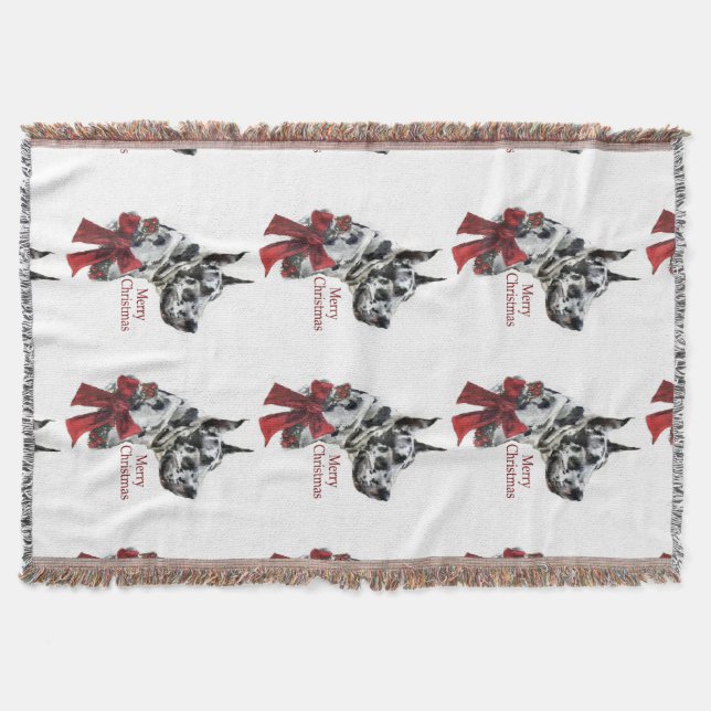 Harlequin Great Dane Weihnachten Decke (Vorderseite)