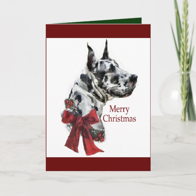 Harlequin Great Dane Weihnachtsgeschenk Feiertagskarte (Vorderseite)