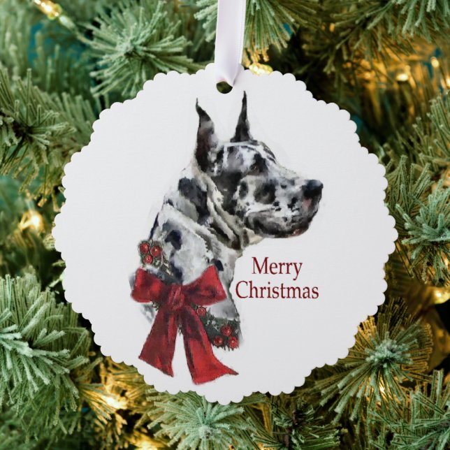Harlequin Great Dane Weihnachtsgeschenk Ornament Karte (Insitu (Baum))
