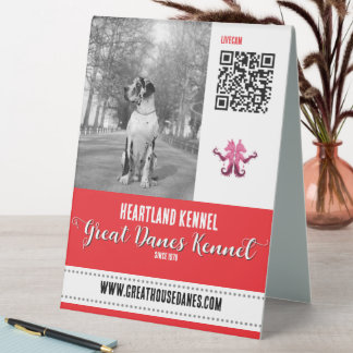 Harlequin Great Dane Zucht QR Code Werbeartikel Tischaufsteller