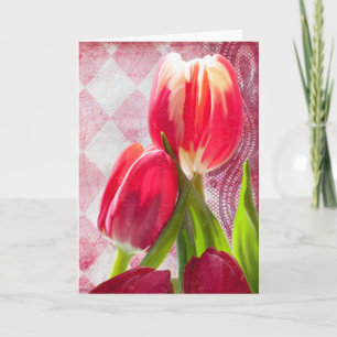 Harlequin-Grußkarte, Hot-Pink-Tulpen Karte
