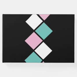 Harlequin Guest Book (Schwarz, Aqua & Pink) Gästebuch
