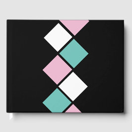 Harlequin Guest Book (Schwarz, Aqua & Pink) Gästebuch