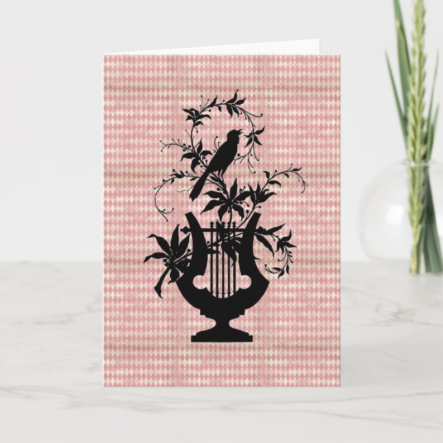 Harlequin Harp Bird Silhouette Grußkarte Karte (Vorderseite)
