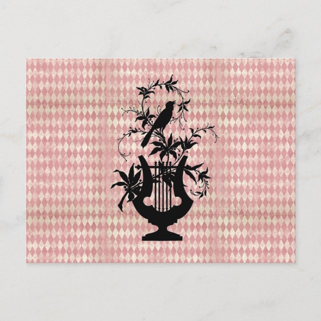 Harlequin Harp Bird Silhouette Postcard Postkarte (Vorderseite)