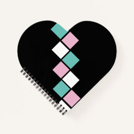 Harlequin Heart Notebook (Schwarz, Aqua & Pink) Notizbuch