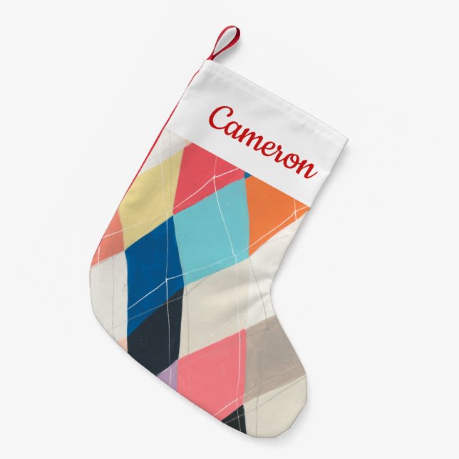 Harlequin Hopscotch - Muster der Raute Kleiner Weihnachtsstrumpf (Vorderansicht (hängend))