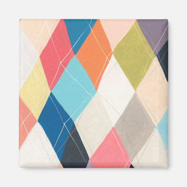 Harlequin Hopscotch - Muster der Raute Magnet (Vorne)